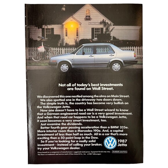 1987 Volkswagen VW Jetta VINTAGE Print Magazine Advert - Picture 3 of 3
